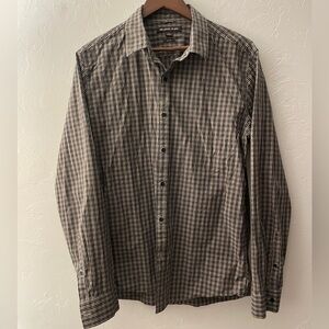 Michael Kors Black and Tan Checkered Shirt